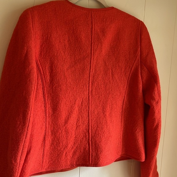 Talbots Berkshire Wool Blend Crop Red Orange Preppy Office Career Jacket Sz 10 - Picture 12 of 15
